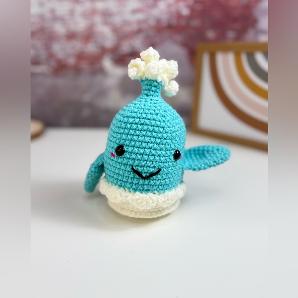 Handcrafted Kawaii Blue Whale Crochet Amigurumi Toy
